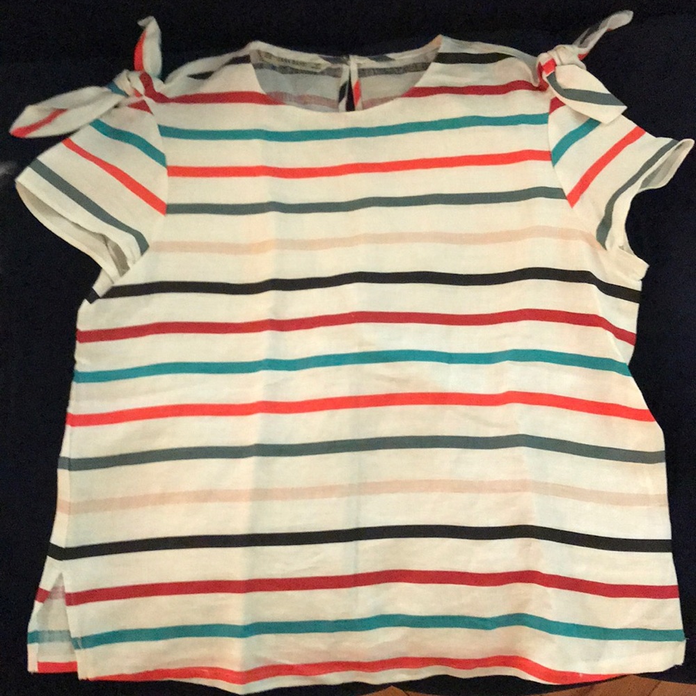 Rainbow striped Zara linen blouse